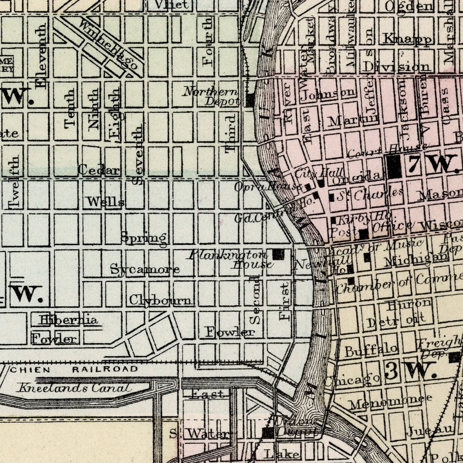 Vintage Map of Milwaukee, Wisconsin 1874