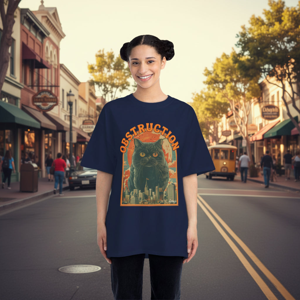 Retro Cat Obstruction Graphic T-Shirt