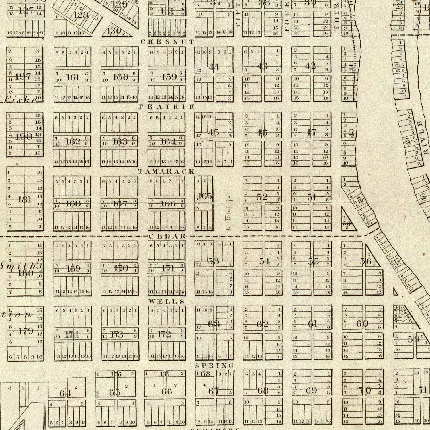 Vintage Map of Milwaukee, Wisconsin 1856