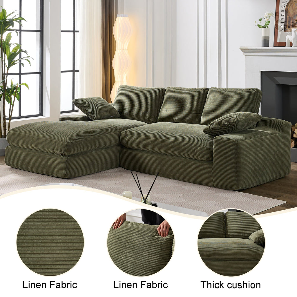 Modern Minimalist Modular Sectional Sofa Set, Upholstered Sleeper Sofa, Army Green, Foam Spring, 99*69 Inch