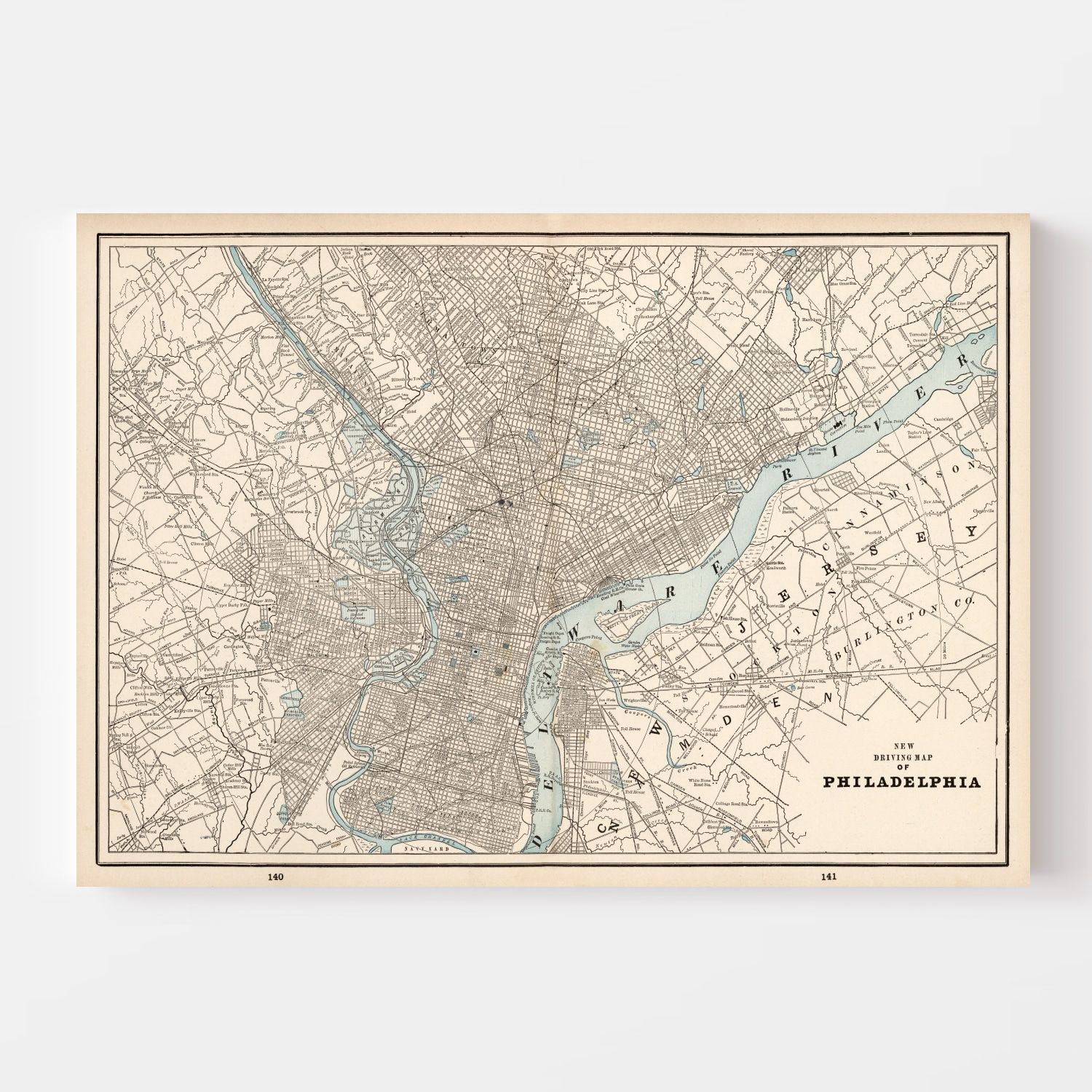 Vintage Map of Philadelphia, Pennsylvania 1893