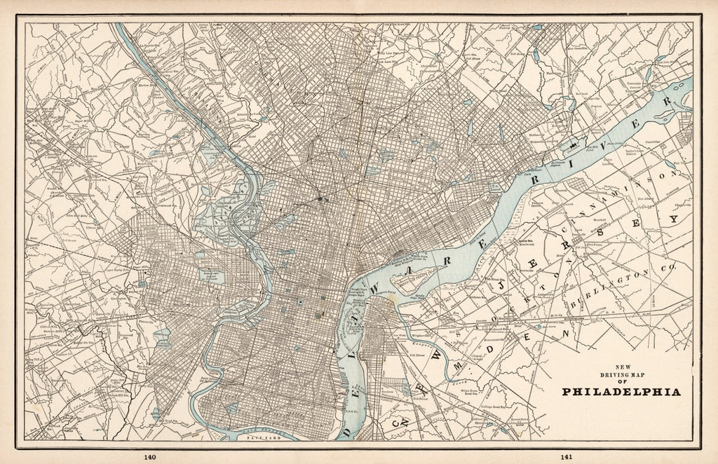 Vintage Map of Philadelphia, Pennsylvania 1893