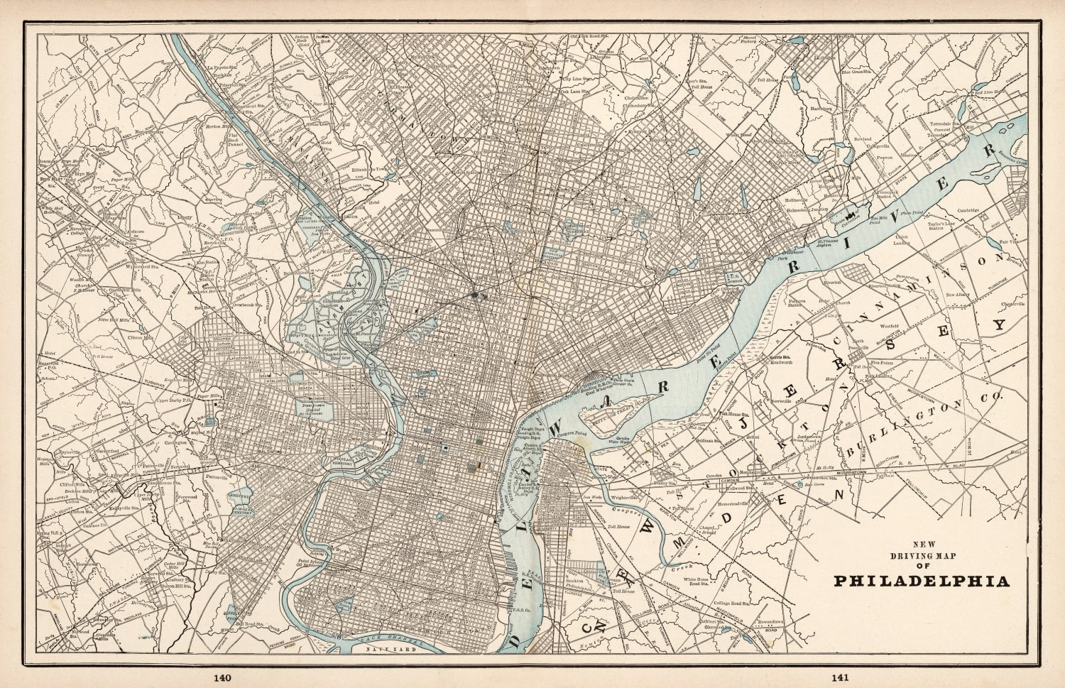Vintage Map of Philadelphia, Pennsylvania 1893