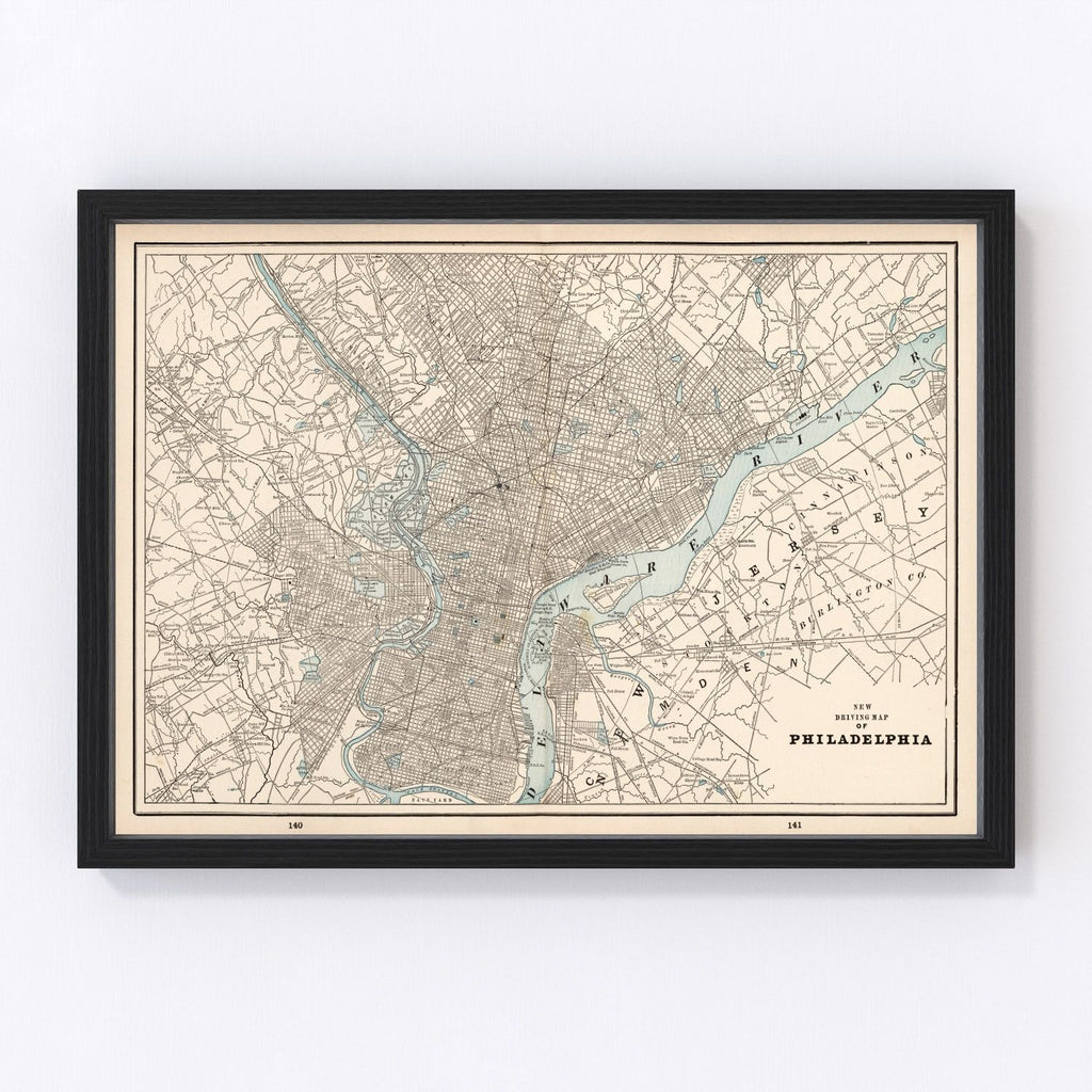 Vintage Map of Philadelphia, Pennsylvania 1893