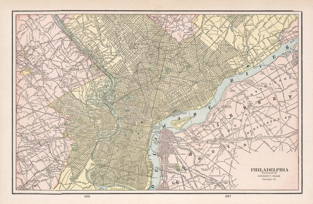 Vintage Map of Philadelphia, Pennsylvania 1901