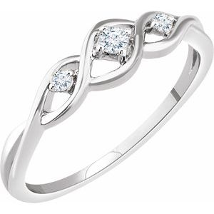 14K White Gold .08 CTW Natural Diamond Freeform Ring