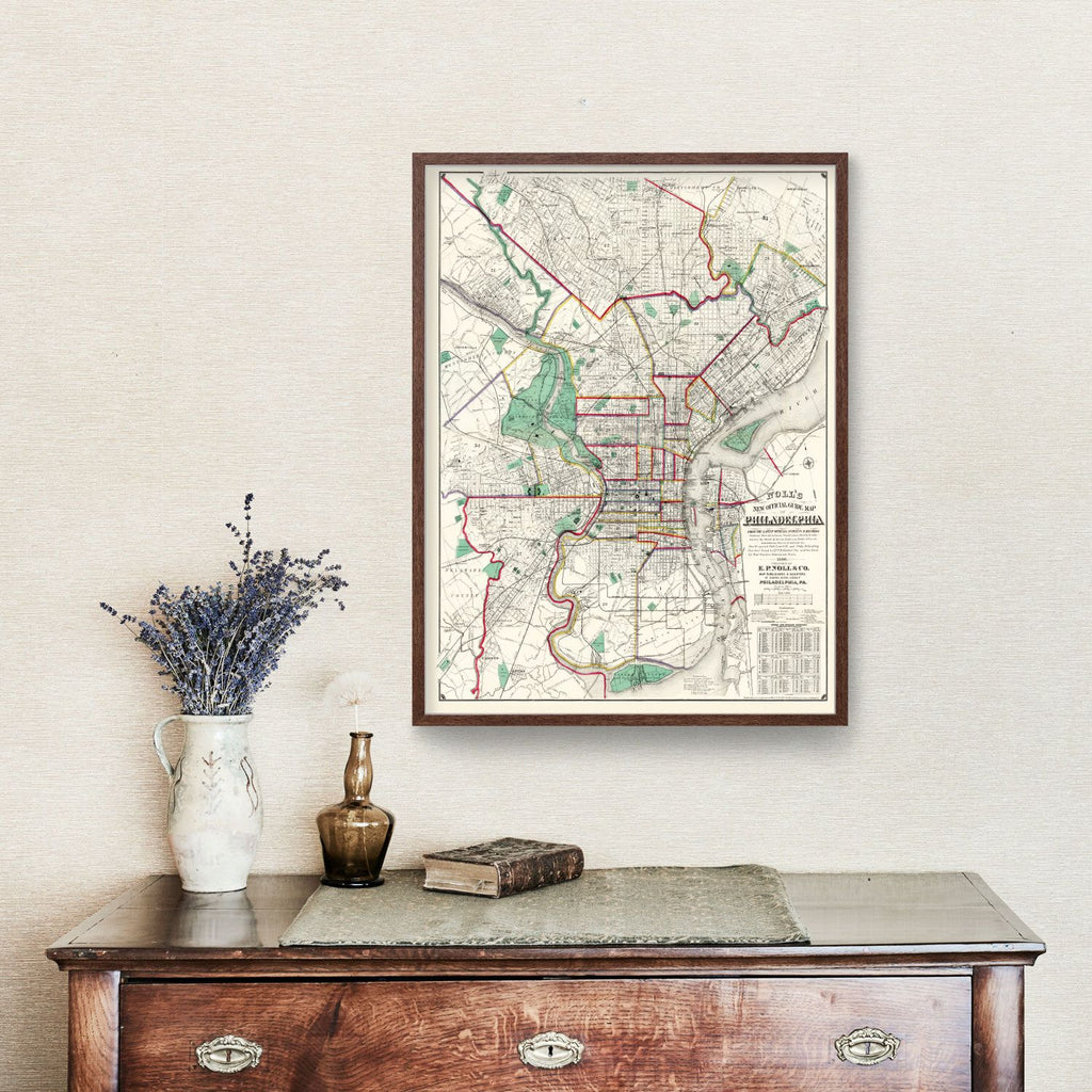 Vintage Map of Philadelphia, Pennsylvania 1890