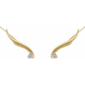 14K Yellow Gold 1/5 CTW Natural Diamond Ear Climbers