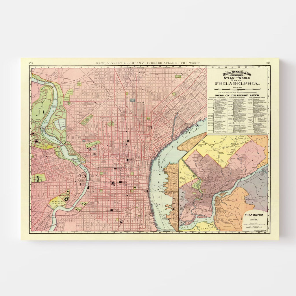 Vintage Map of Philadelphia, Pennsylvania 1897