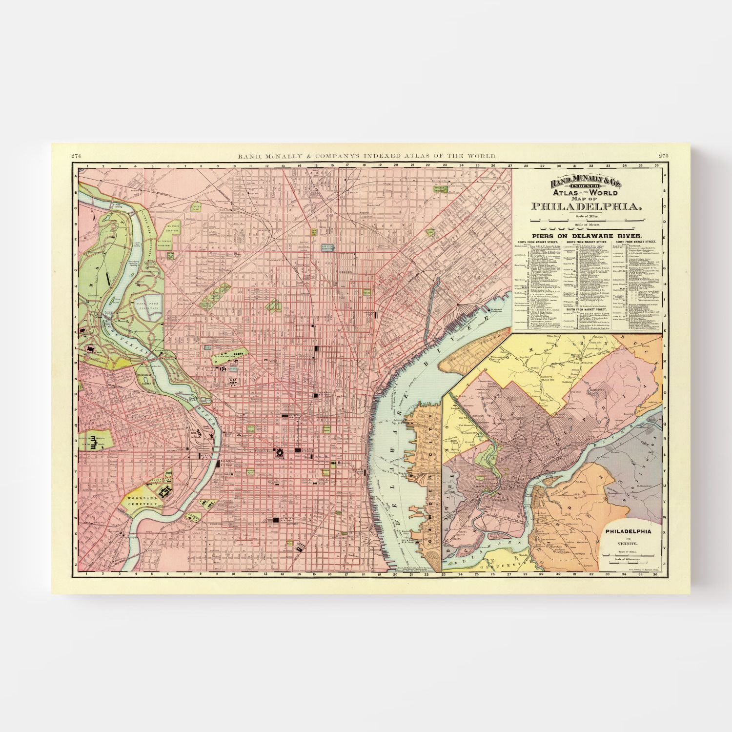 Vintage Map of Philadelphia, Pennsylvania 1897