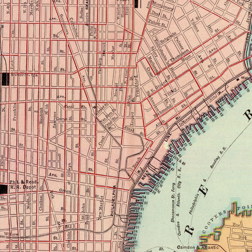 Vintage Map of Philadelphia, Pennsylvania 1897