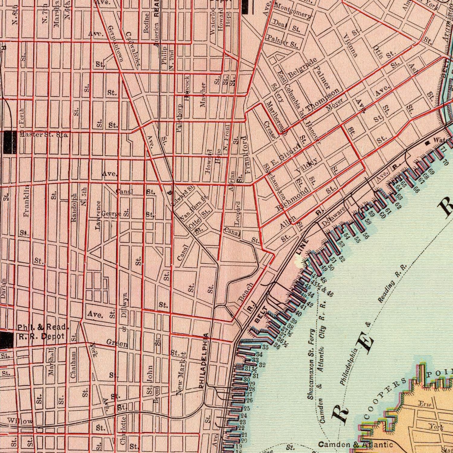 Vintage Map of Philadelphia, Pennsylvania 1897