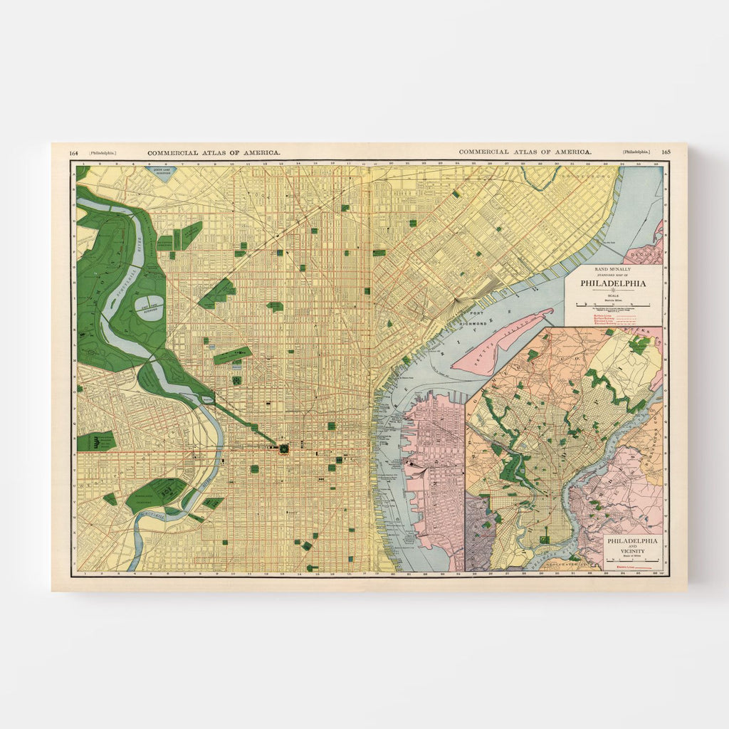 Vintage Map of Philadelphia, Pennsylvania 1924