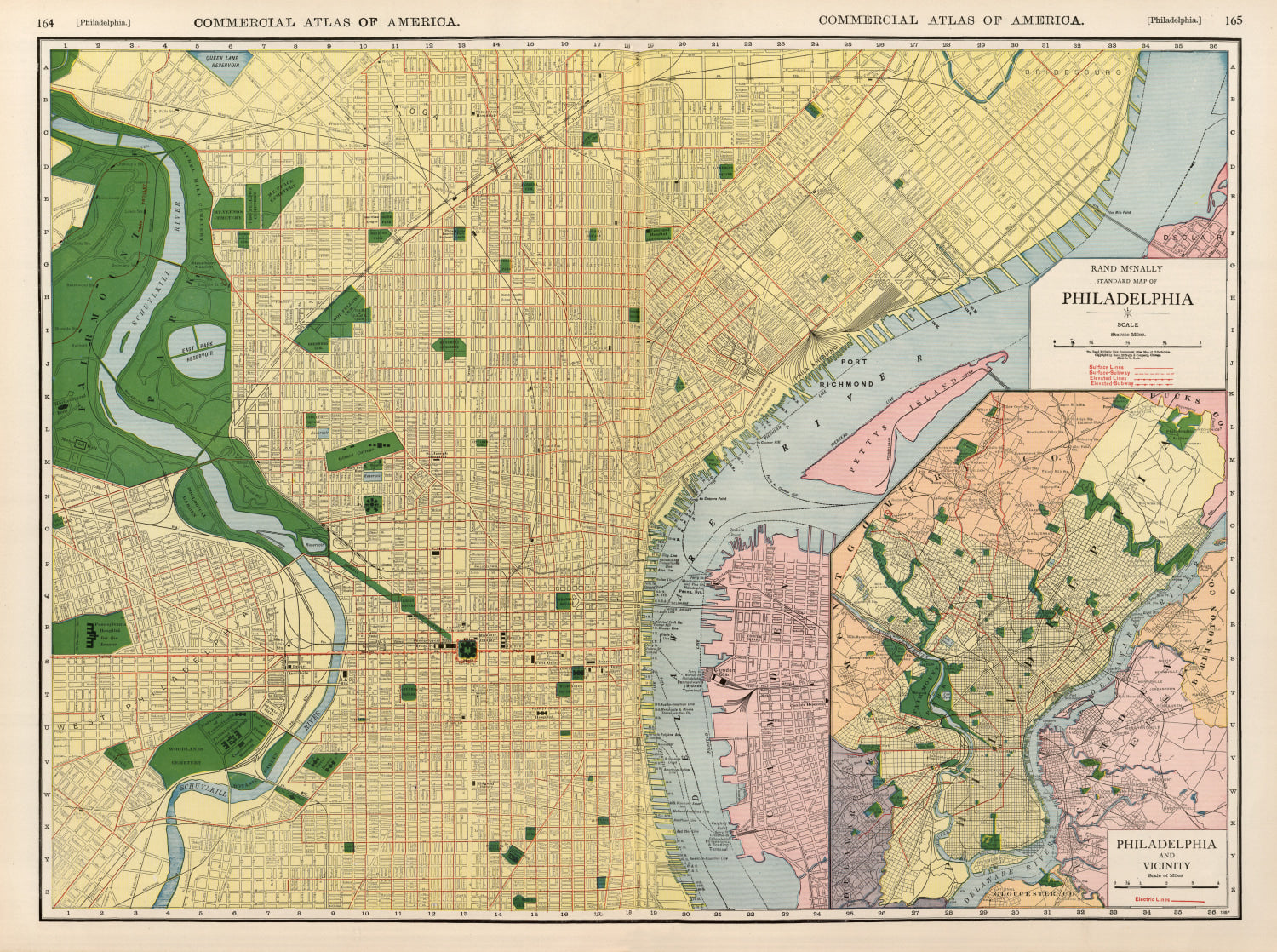 Vintage Map of Philadelphia, Pennsylvania 1924