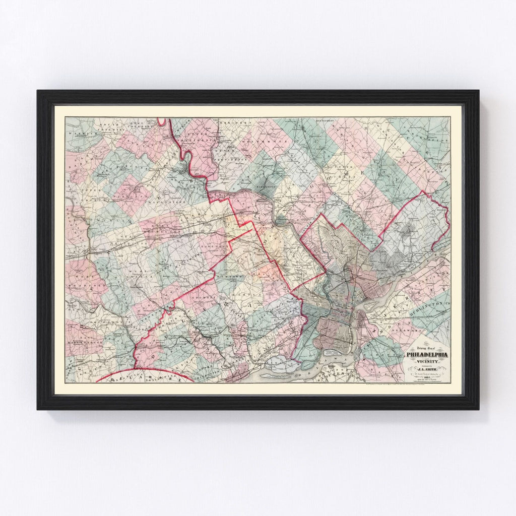 Vintage Map of Philadelphia, Pennsylvania 1882