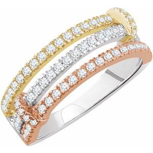 14K White/Rose/Yellow Gold 1/2 CTW Natural Diamond Ring