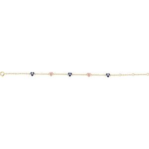14K Yellow Gold .04 CTW Natural Diamond Flowers & Hearts 5-7" Bracelet