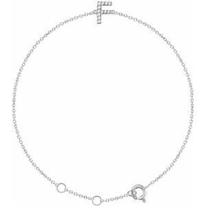 Sterling Silver .05 CTW Lab-Grown Diamond Initial F 6-7" Bracelet