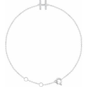 Sterling Silver .06 CTW Lab-Grown Diamond Initial H 6-7" Bracelet