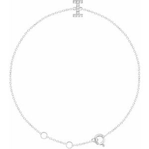Sterling Silver .05 CTW Lab-Grown Diamond Initial I 6-7" Bracelet