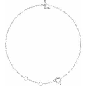 Sterling Silver .04 CTW Lab-Grown Diamond Initial L 6-7" Bracelet