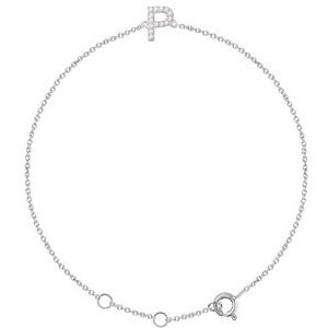 Sterling Silver .05 CTW Lab-Grown Diamond Initial P 6-7" Bracelet