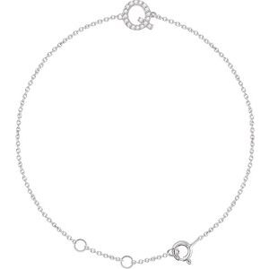 14K White Gold .07 CTW Natural Diamond Initial Q 6-7" Bracelet