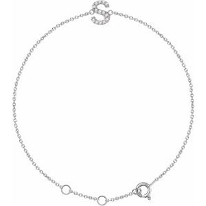 14K White Gold .05 CTW Natural Diamond Initial S 6-7" Bracelet