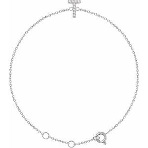 14K White Gold .05 CTW Natural Diamond Initial T 6-7" Bracelet