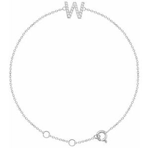 Sterling Silver .07 CTW Lab-Grown Diamond Initial W 6-7" Bracelet