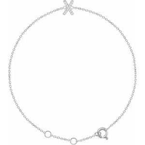 Sterling Silver .04 CTW Lab-Grown Diamond Initial X 6-7" Bracelet