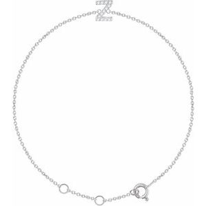 Sterling Silver .06 CTW Lab-Grown Diamond Initial Z 6-7" Bracelet