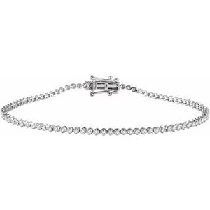 14K White Gold 9/10 CTW Natural Diamond 7" Line Bracelet