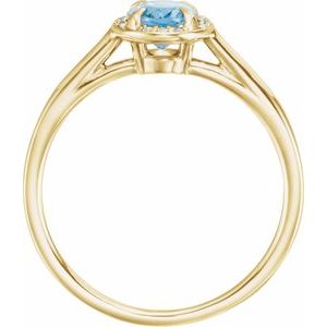 14K Yellow Gold 7x5 mm Natural Aquamarine & .03 CTW Natural Diamond Ring