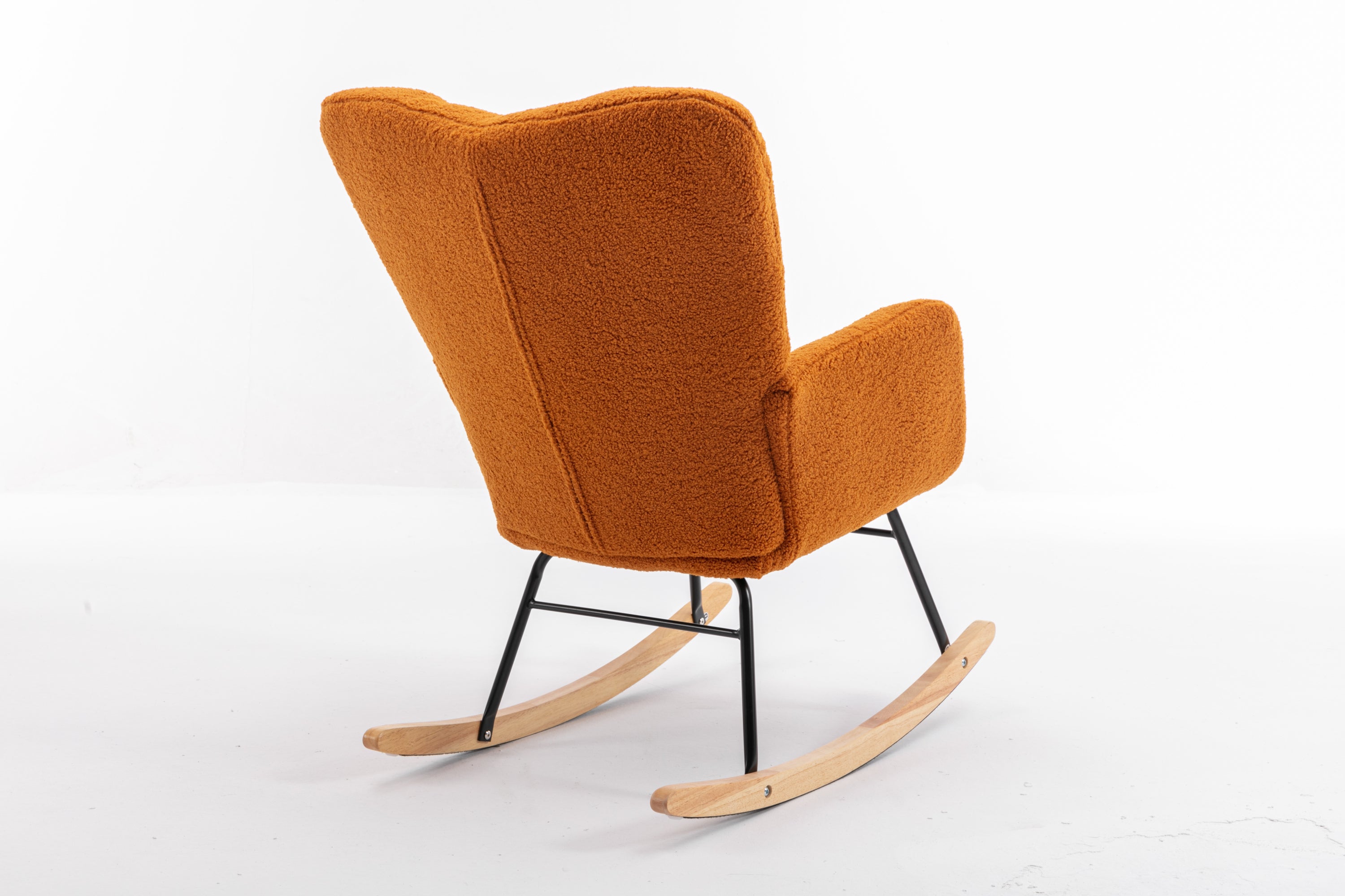 050-Teddy Fabric Rocking Gilder Nursery Chair For Living Room Indoor,Caramel