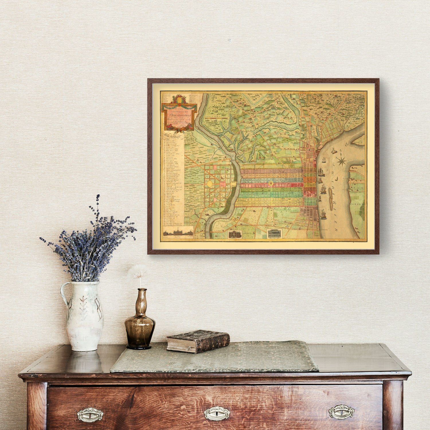 Vintage Map of Philadelphia, Pennsylvania 1802