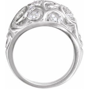 Sterling Silver 1/6 CTW Natural Diamond Scroll Ring