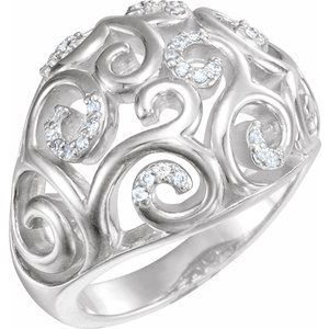 Sterling Silver 1/6 CTW Natural Diamond Scroll Ring