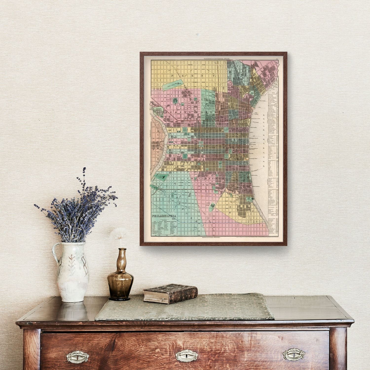 Vintage Map of Philadelphia, Pennsylvania 1836