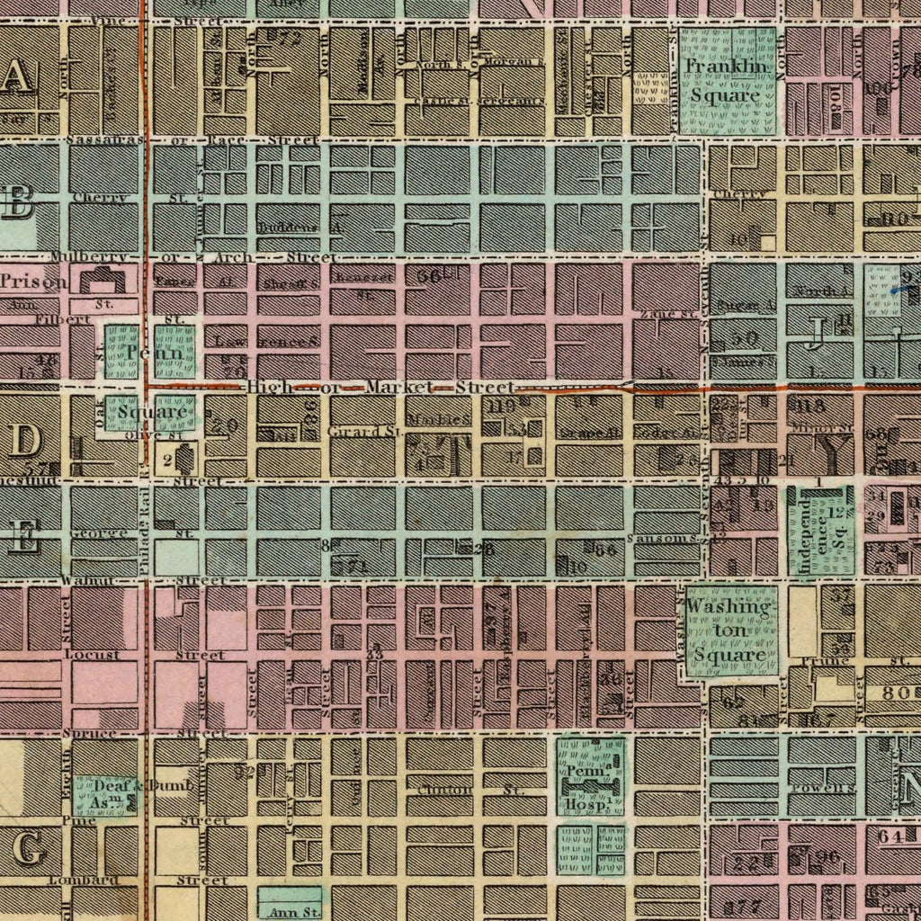 Vintage Map of Philadelphia, Pennsylvania 1836