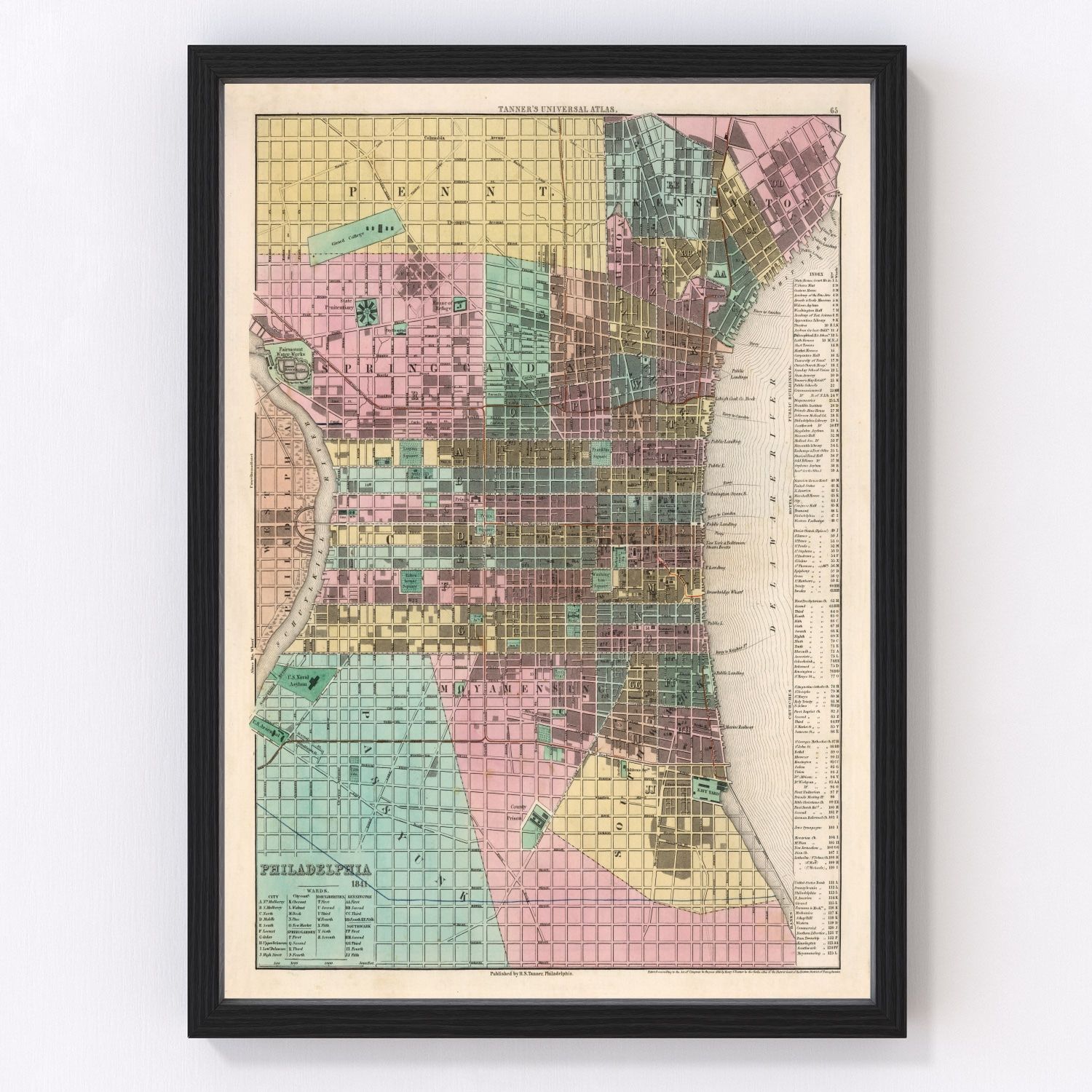 Vintage Map of Philadelphia, Pennsylvania 1836