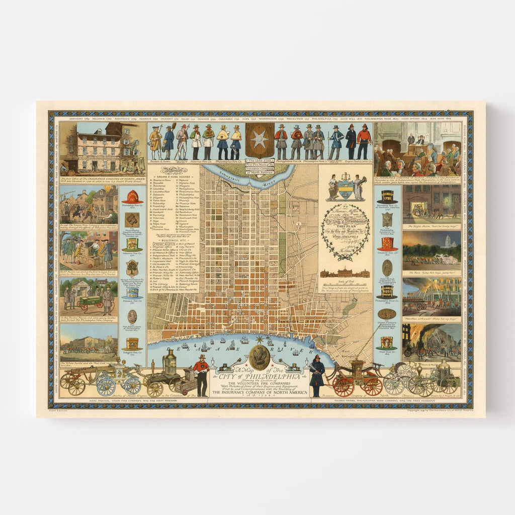 Vintage Map of Philadelphia, Pennsylvania 1938