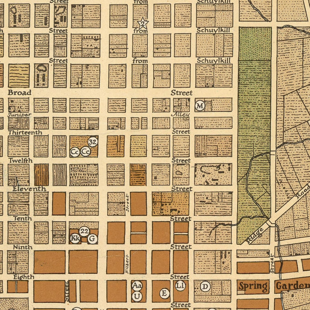 Vintage Map of Philadelphia, Pennsylvania 1938