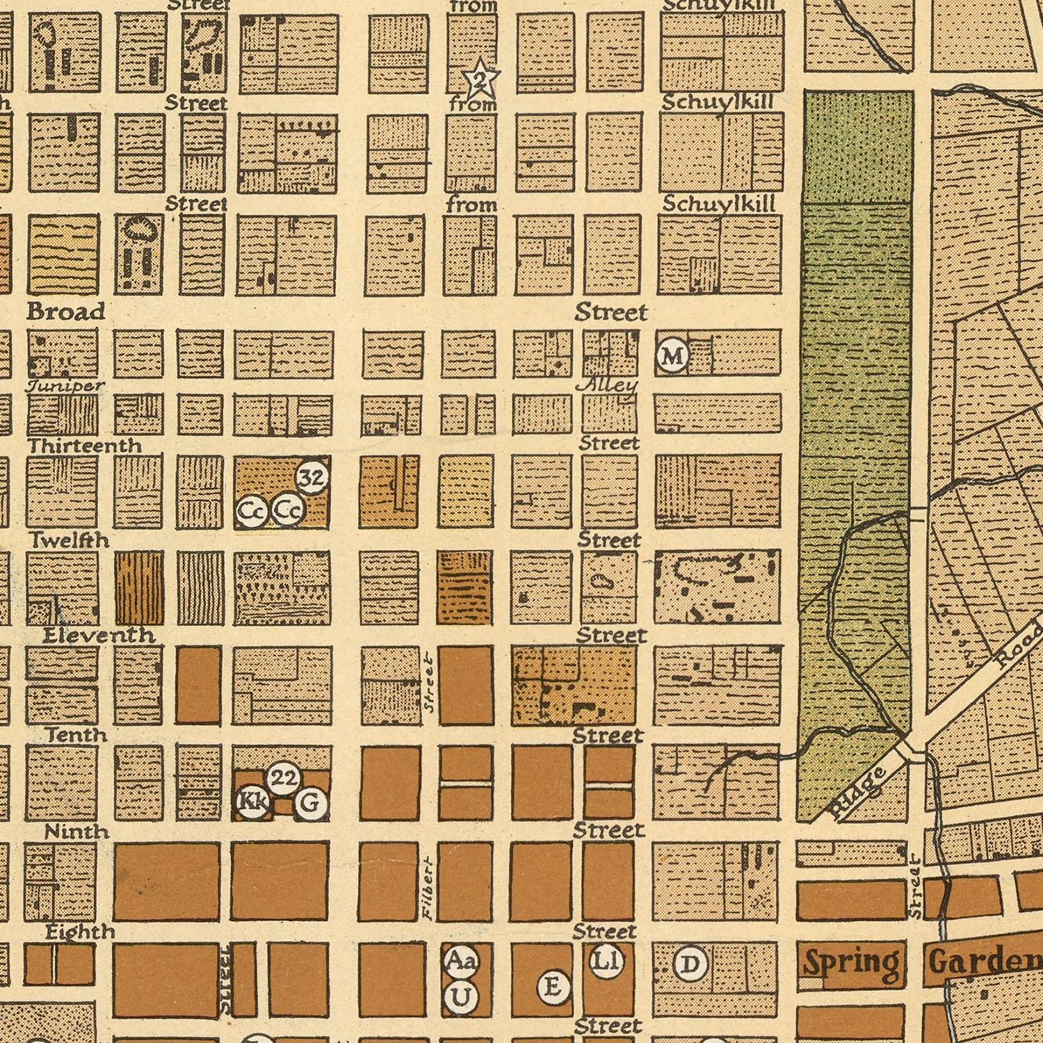 Vintage Map of Philadelphia, Pennsylvania 1938