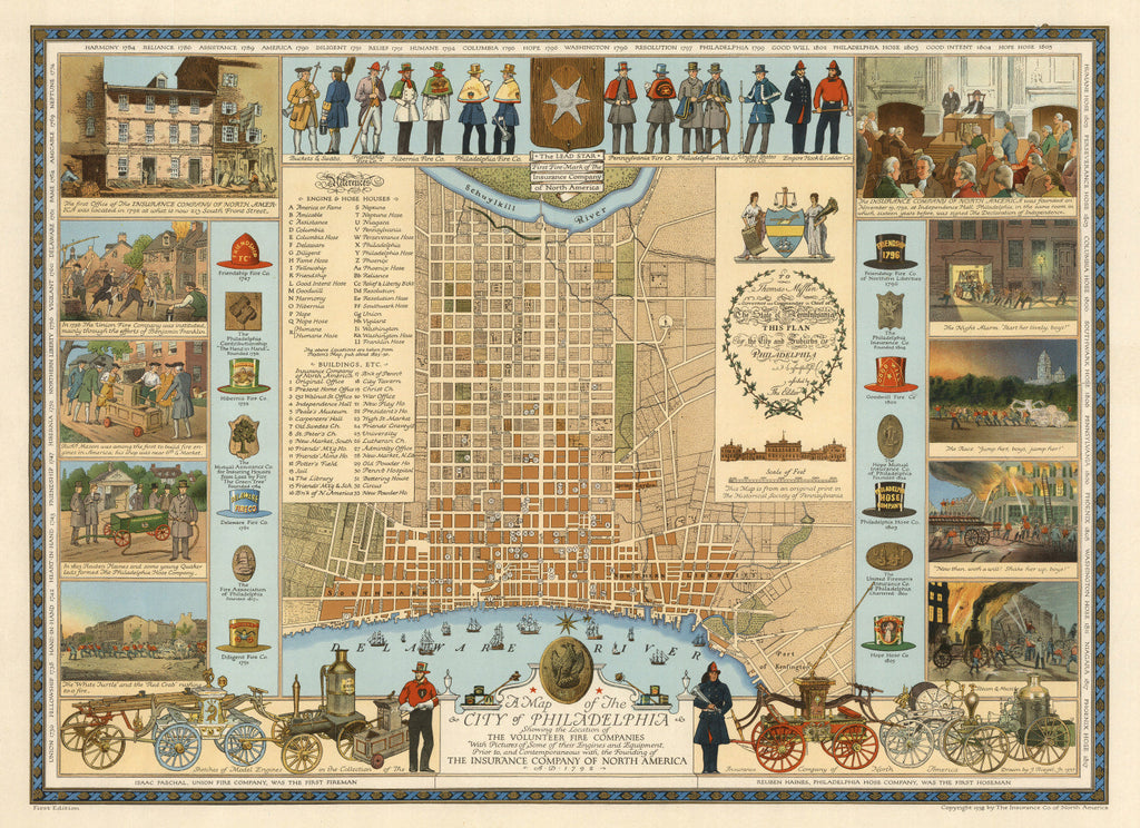 Vintage Map of Philadelphia, Pennsylvania 1938