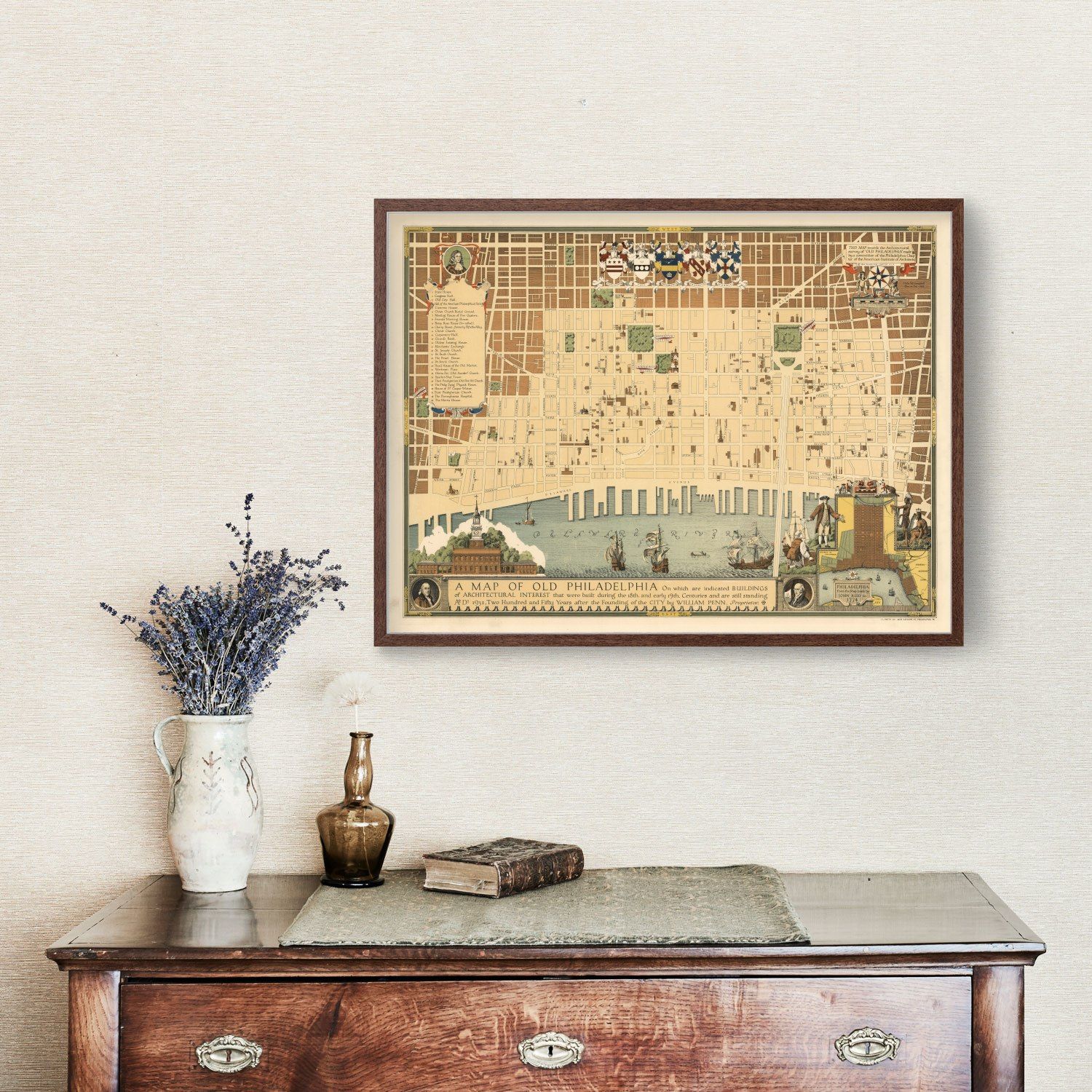 Vintage Map of Philadelphia, Pennsylvania 1934