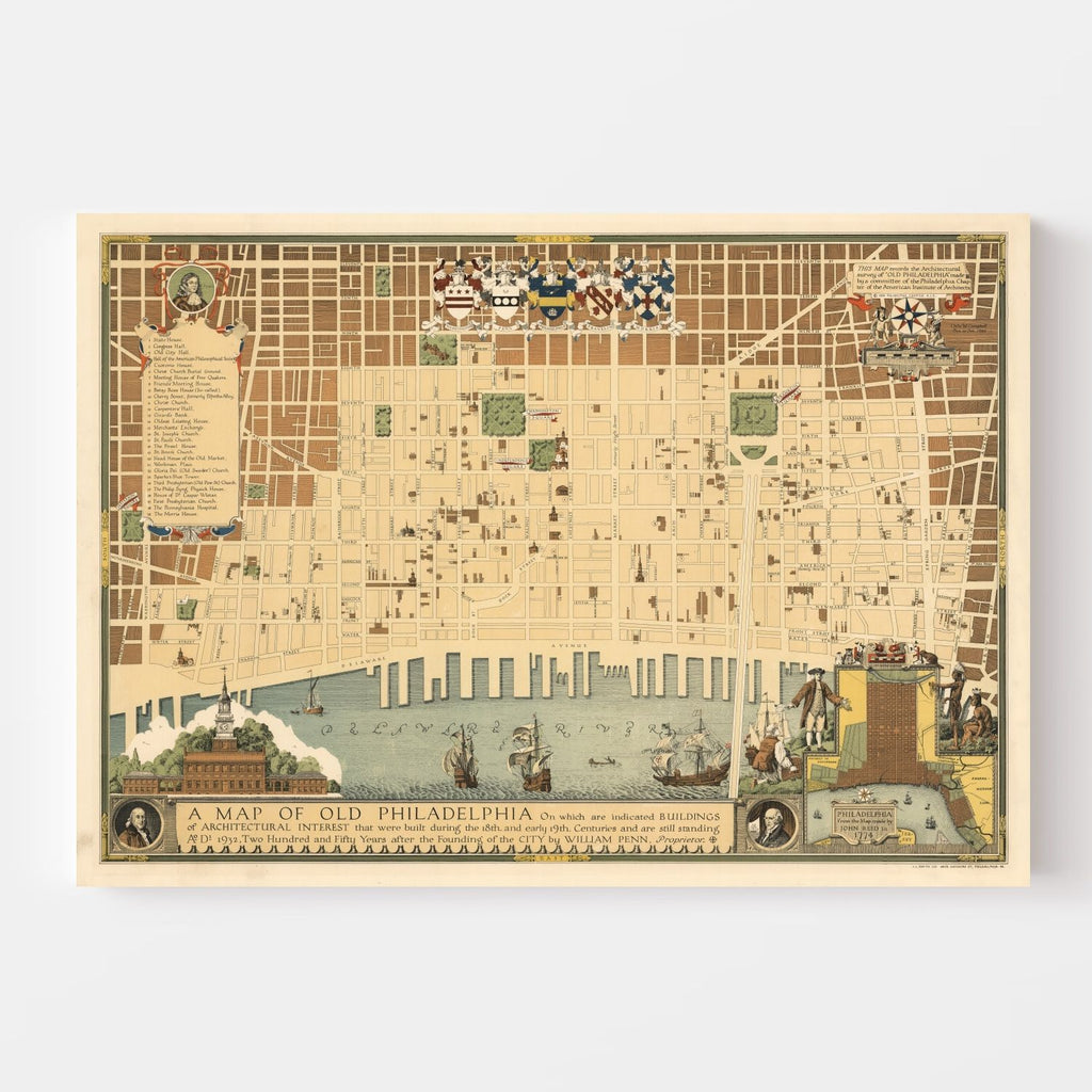 Vintage Map of Philadelphia, Pennsylvania 1934