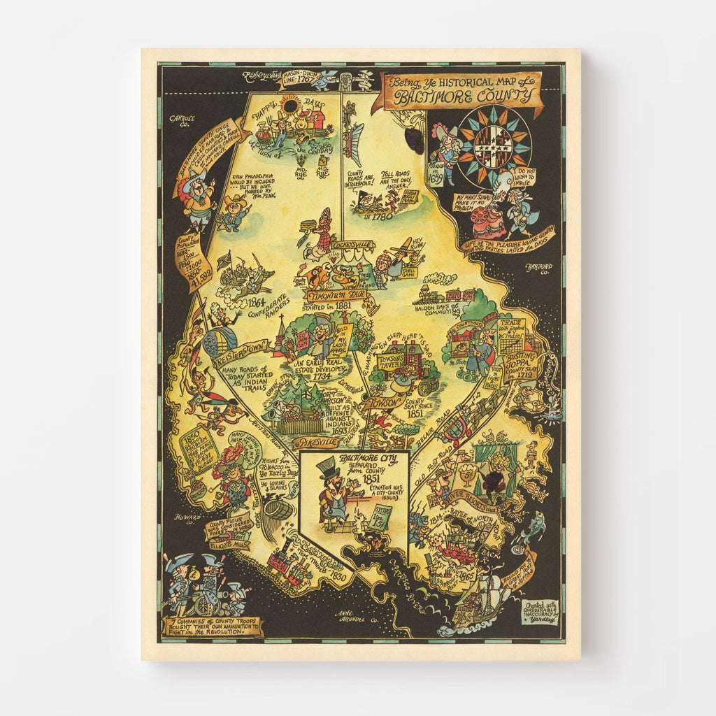 Vintage Map of Baltimore, Maryland 1935