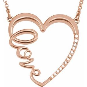 14K Rose Gold 1/6 CTW Natural Diamond Love Heart 18" Necklace