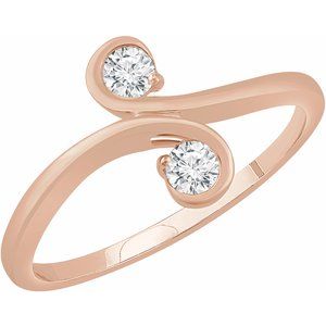 14K Rose Gold 1/5 CTW Natural Diamond Two-Stone Ring